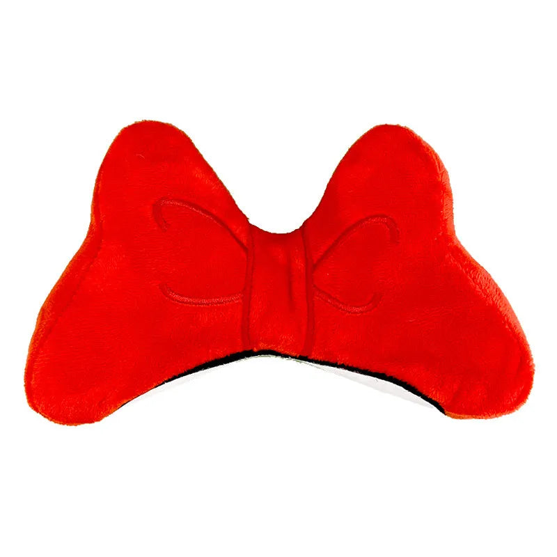 Plush bow tie helmet decoration in bright red colour with adjustable strap for motorcycle or ski helmets