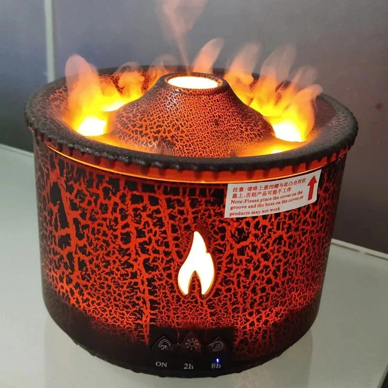 Ultrasonic Essential Oil Diffuser with mesmerizing flame-like lighting and jellyfish smoke ring effects, transforming your home ambiance