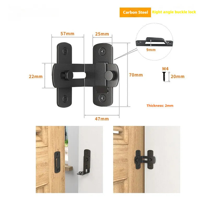 90-degree carbon steel sliding door lock with stainless steel shackle for warehouse security