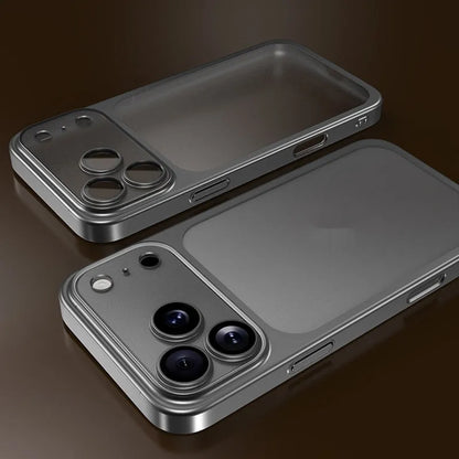 Frosted electroplating PC phone case for iPhone 17 series in all-inclusive design showing drop resistance