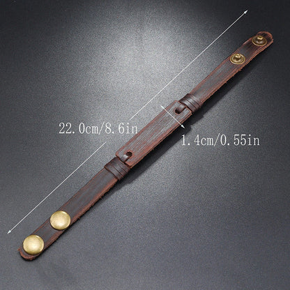 Adjustable leather bracelet with unique light board feature in light brown, black, and dark brown options.