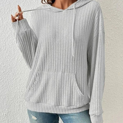 Cozy drawstring hoodie with pockets in various colors, including apricot, green, black, and gray
