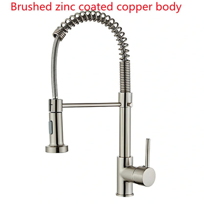 Matte black kitchen faucet with copper construction and 35mm valve seat