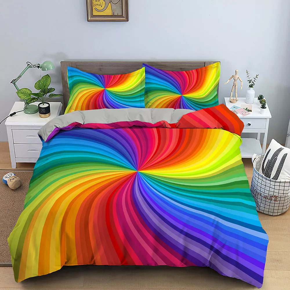 Nordic style 3D digital printing bedding set with vibrant, fade-resistant designs