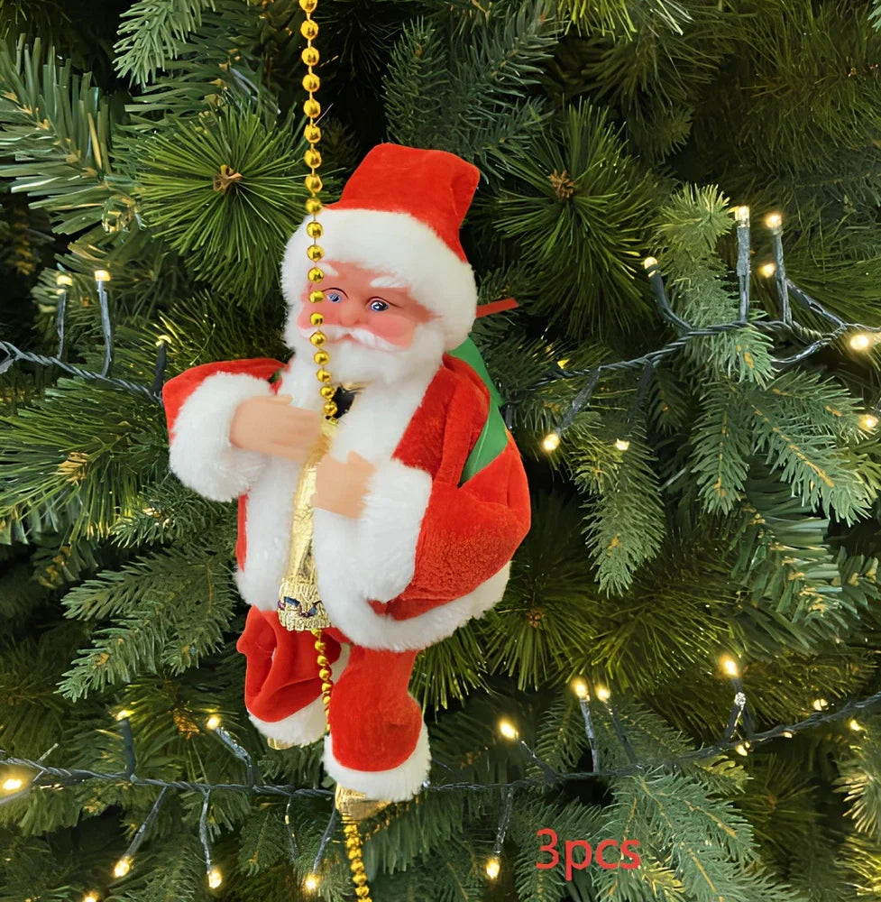 Electric Santa Claus climbing ladder decoration measuring 20cm tall with continuous motion mechanism