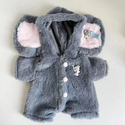 Grey elephant jumpsuit suit for 30cm Lina bear doll with plush material