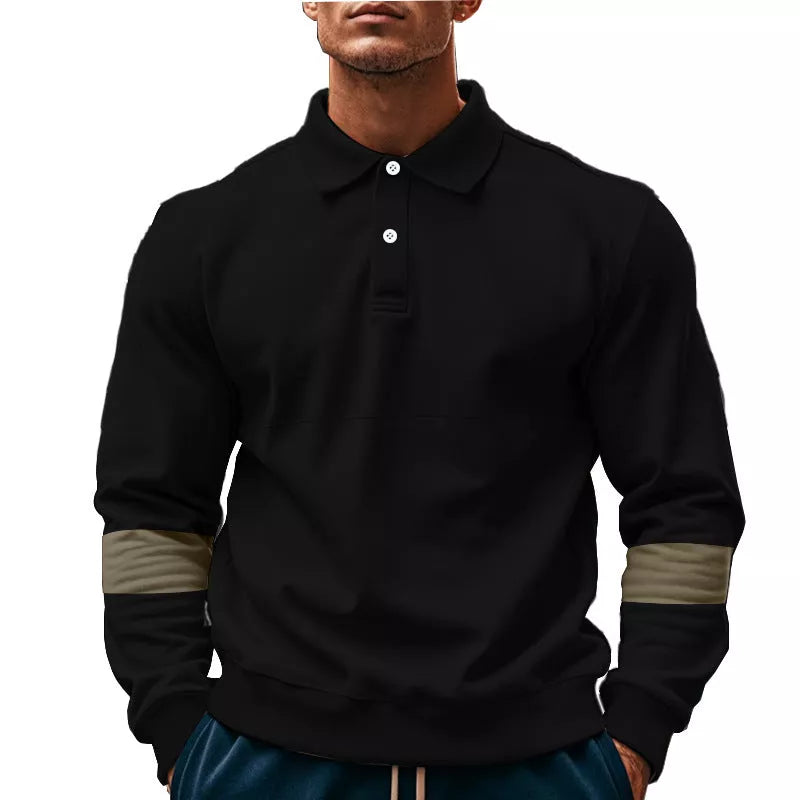Men's long-sleeved lapel polo shirt in various colors for casual wear