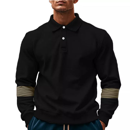 Men's long-sleeved lapel polo shirt in various colors for casual wear