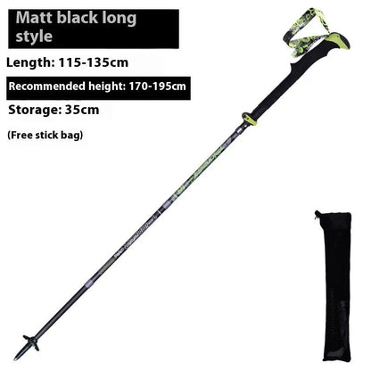 Carbon fibre folding climbing cane with telescopic sections, tungsten steel tip, and EVA foam handle
