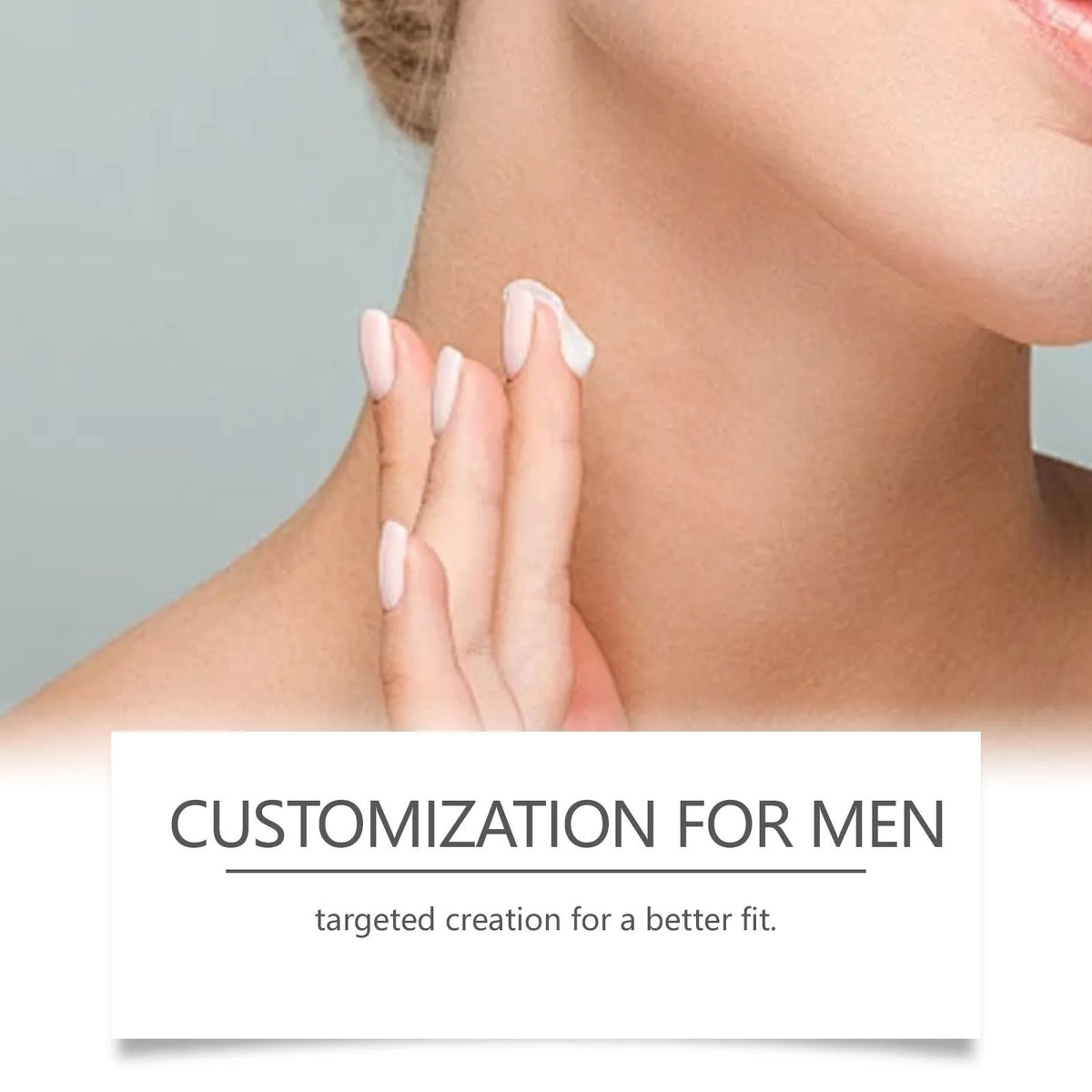 50g container of men's neck cream gel with anti-ageing ingredients collagen and retinol.