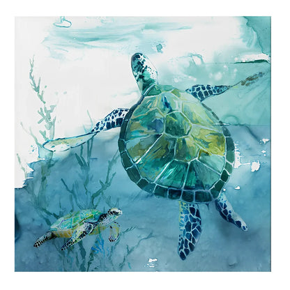 Turtle canvas wall art poster showing square format with turtle imagery, available in multiple sizes