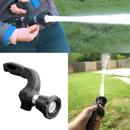 Black Mighty Power Hose Blaster Nozzle with five spray settings and ergonomic handle for garden and car washing