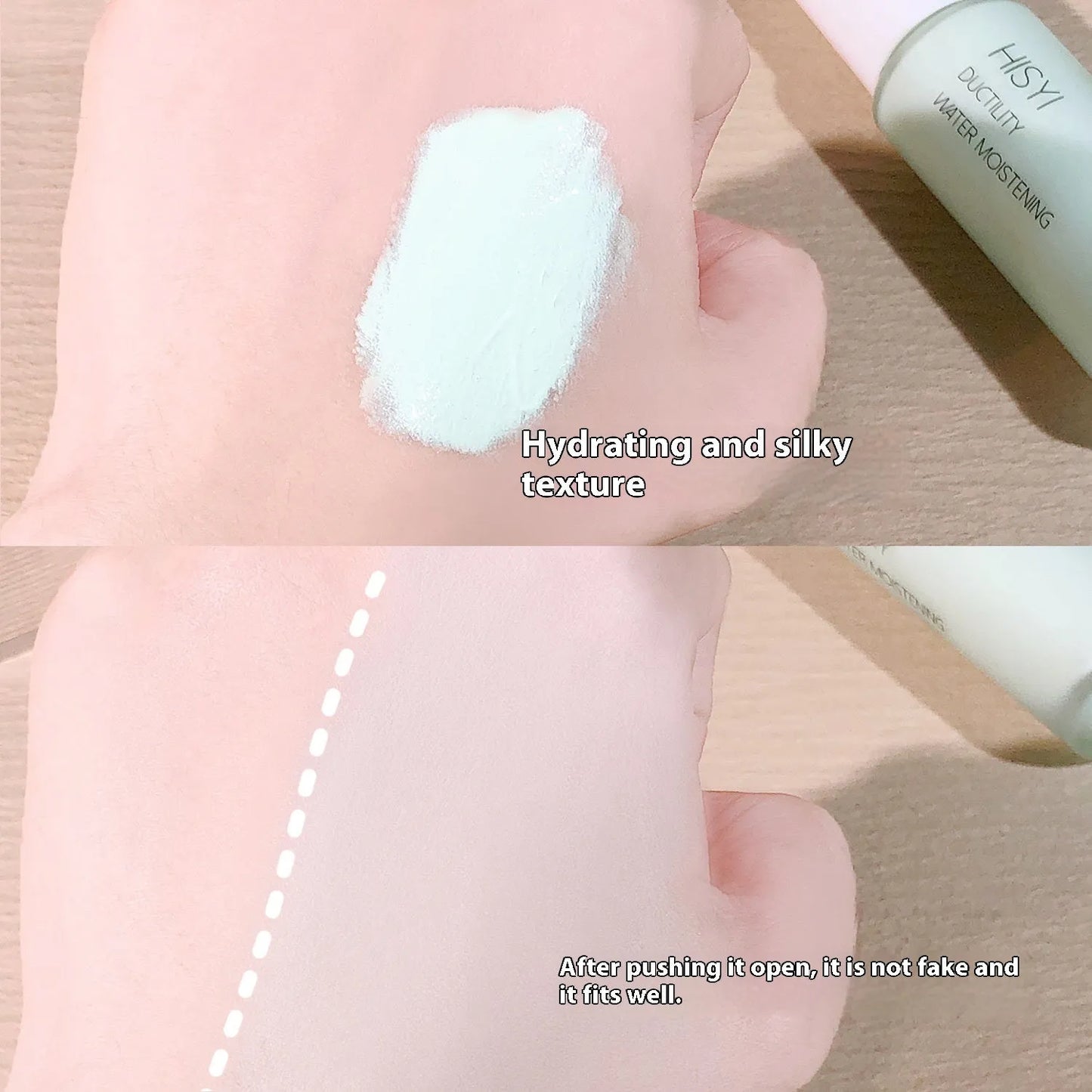 HISYI Silky Clear Makeup Primer bottle showing three shade options 01, 02, 03 for brightening skin.
