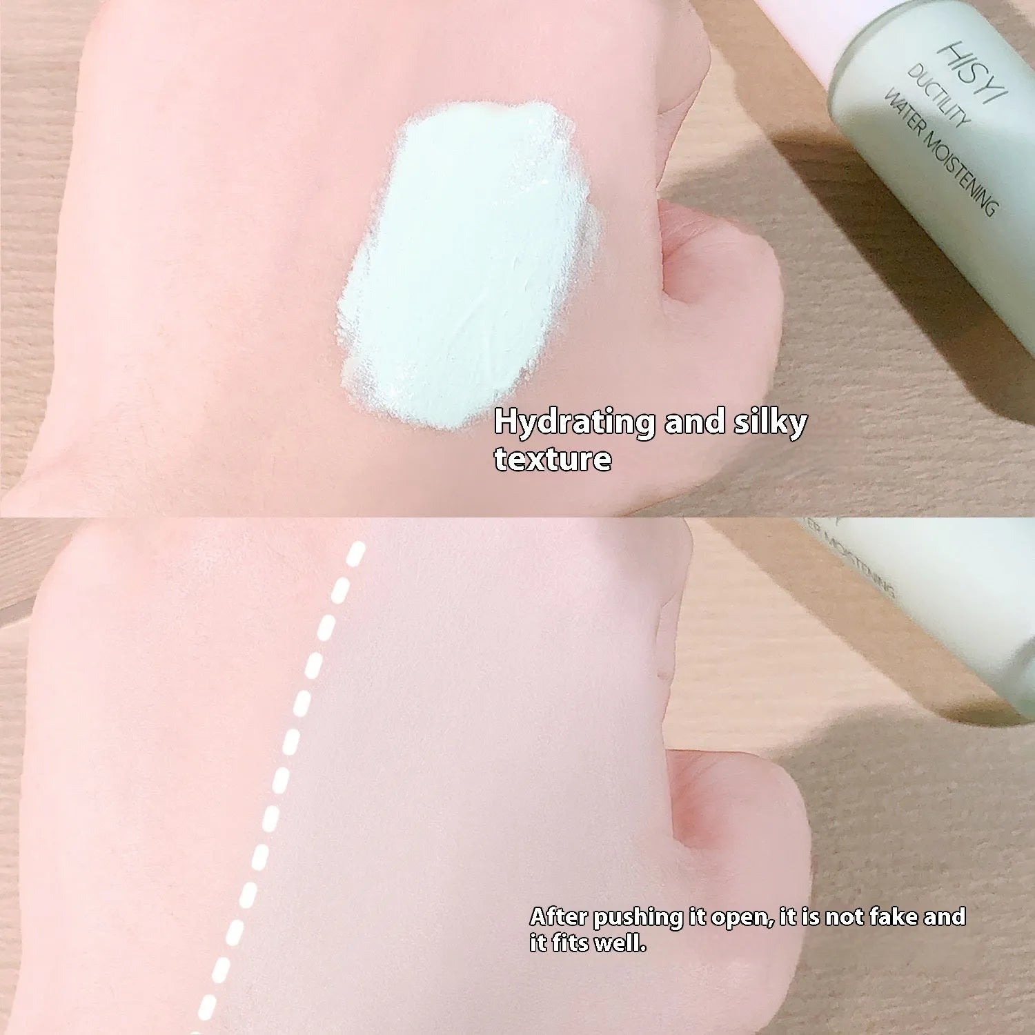 HISYI Silky Clear Makeup Primer bottle showing three shade options 01, 02, 03 for brightening skin.