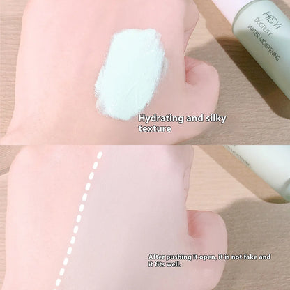 HISYI Silky Clear Makeup Primer bottle showing three shade options 01, 02, 03 for brightening skin.
