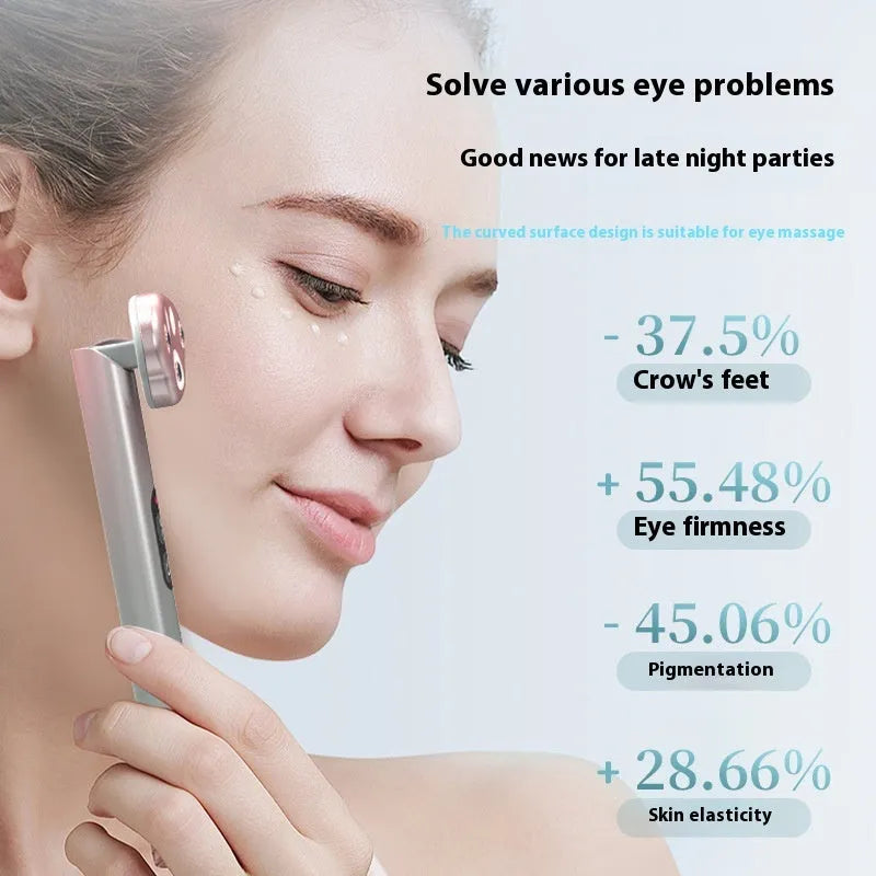 Gradient pink cat's paw shaped eye massager with micro-current vibration and colour light functions