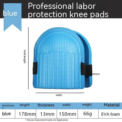 A pair of EVA foam kneepads in black, blue, green, and pink options for construction and auto repair work.