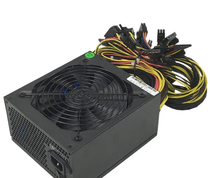 Black server power supply unit with multiple connection interfaces for AMD processor systems