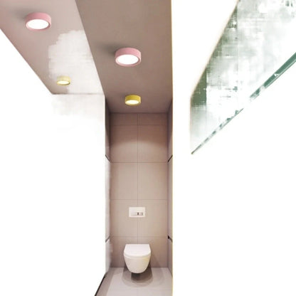 Ultra-thin 1.5cm LED surface mounted downlight in black shell with adjustable colour temperature lighting