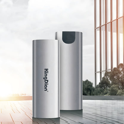 Space grey external hard drive with USB3.0 interface for mobile phone connection