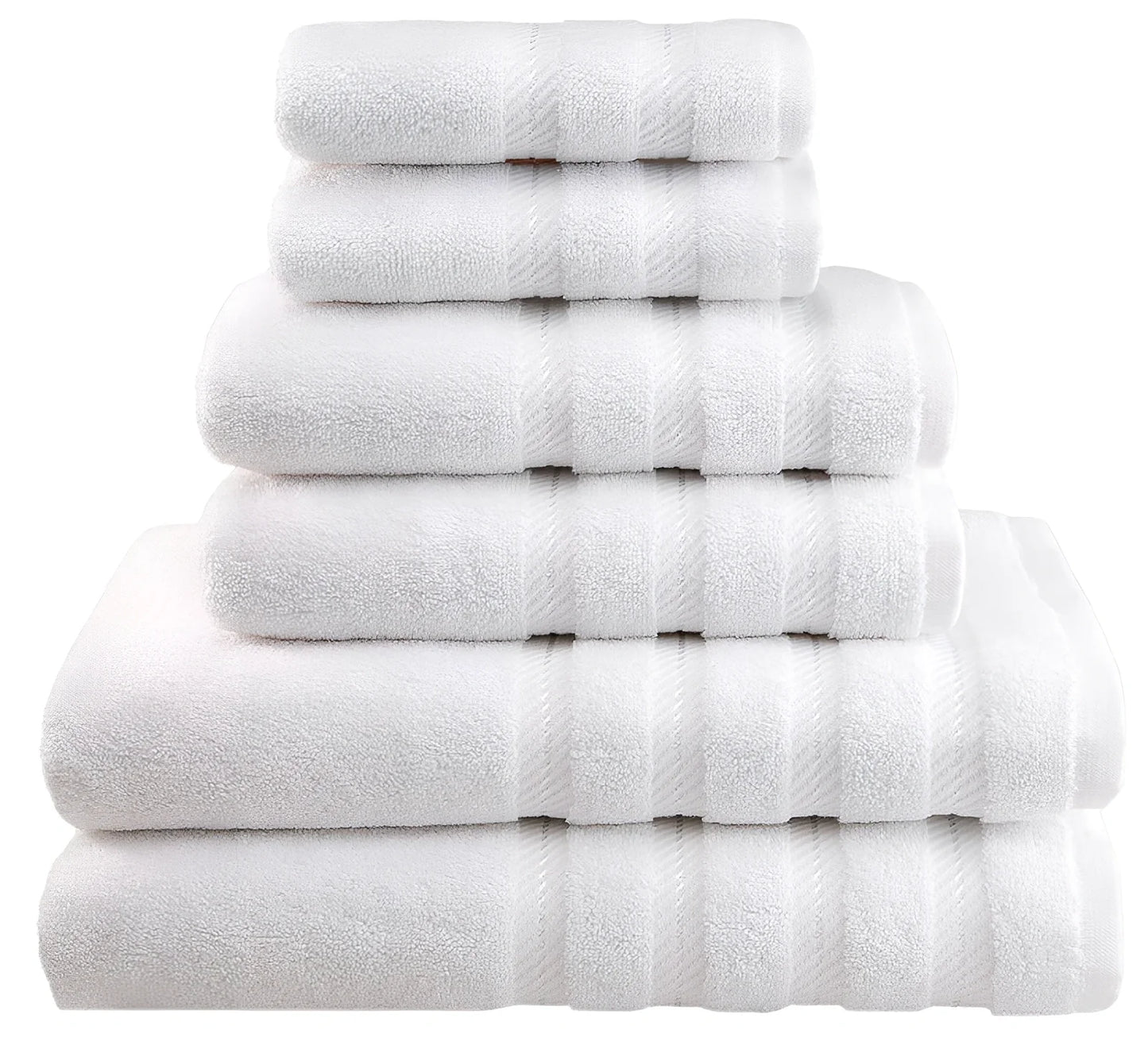 Long staple cotton towel set with three sizes: face cloth, hand towel, and bath sheet in navy blue