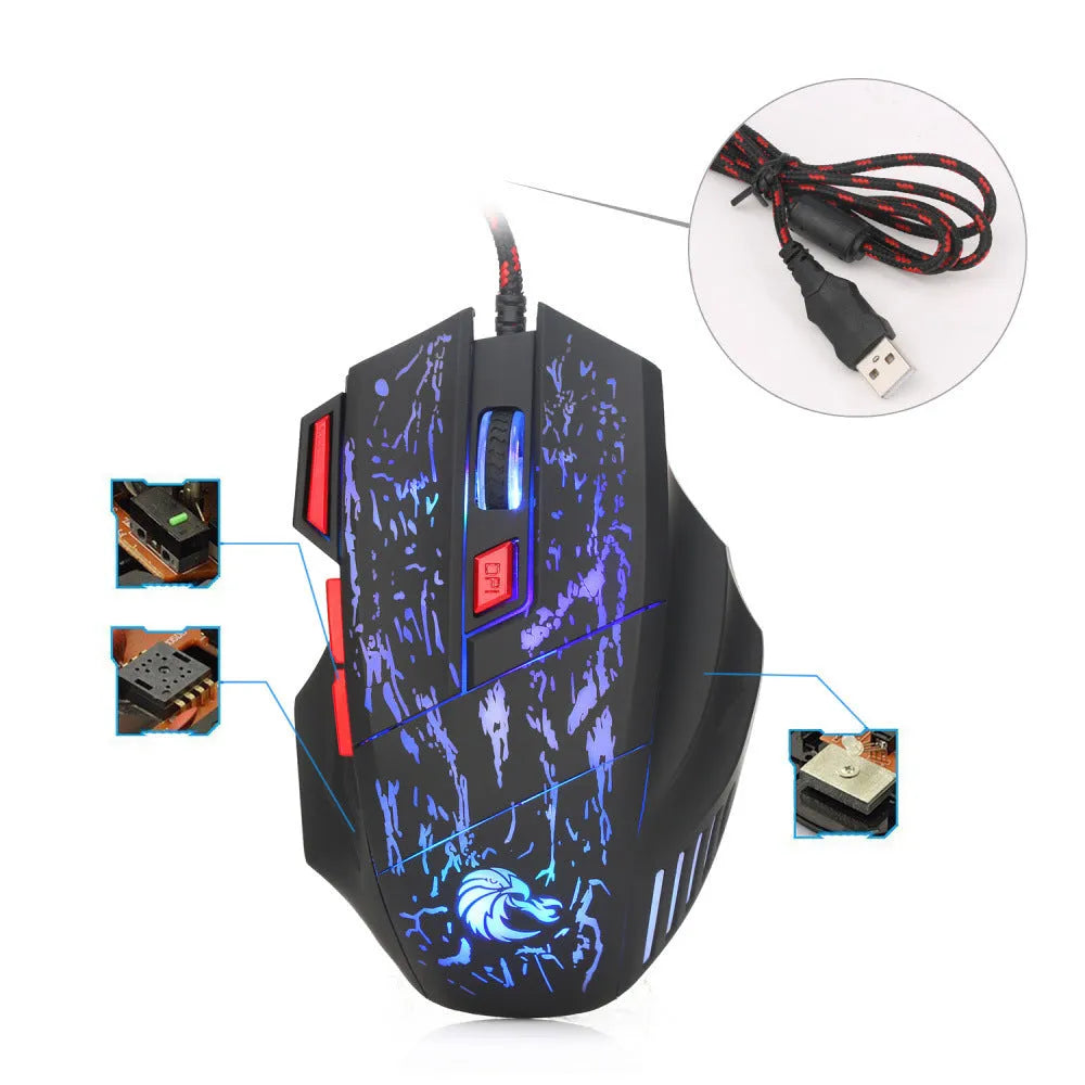 Water Crack H300BK RGB gaming mouse with colourful lighting effects and wired USB connection