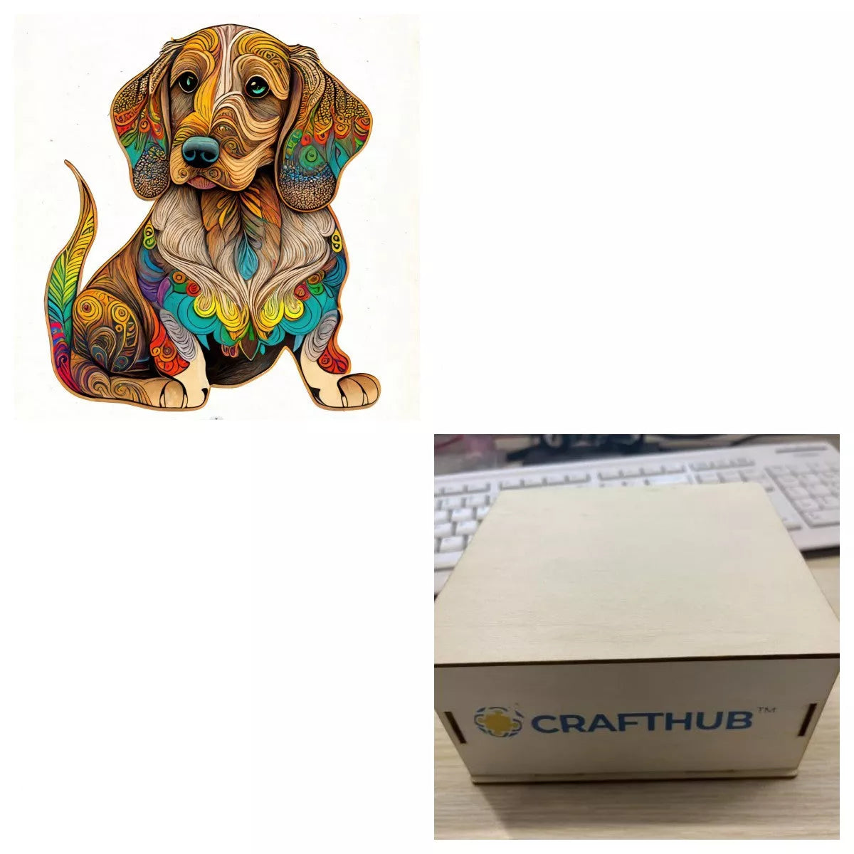 Animal Puzzle Craft Hub A3 Size Wooden Box for puzzle storage and organization