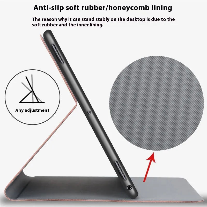 iPad protective case with soft TPU leather shell in clamshell design showing front and back coverage
