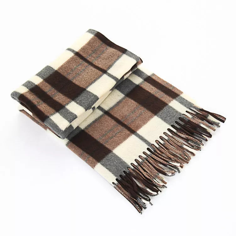 Handmade black and white plaid thermal scarf for men and women
