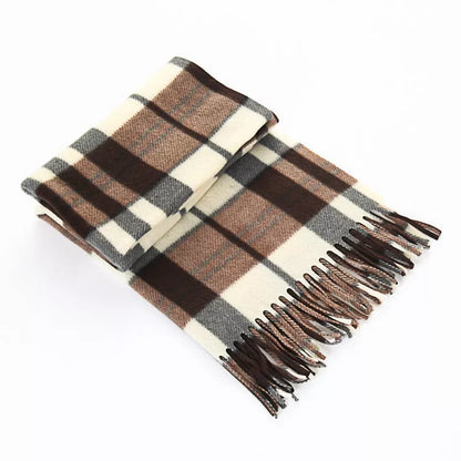 Handmade black and white plaid thermal scarf for men and women