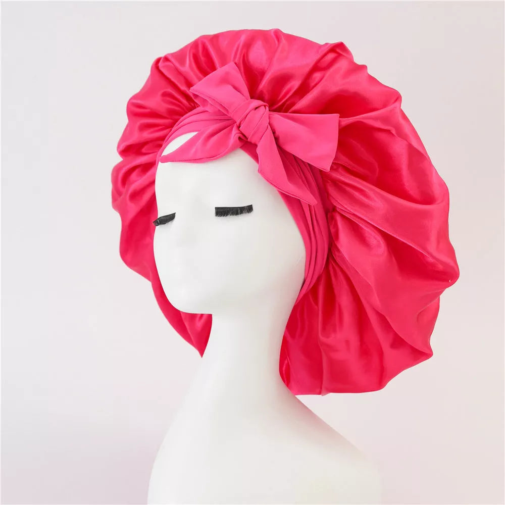 Double-layer silk bonnet for sleeping in various colors