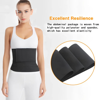 Red and black polyester waist training belt with binding strap for body sculpting