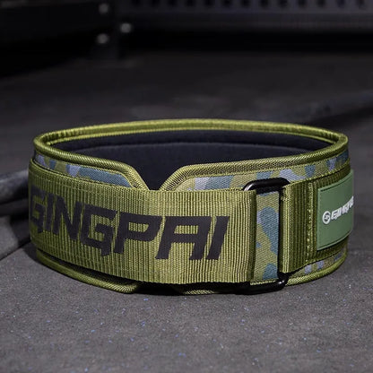 Abdominal exercising band in Army Green colour, adjustable for waist support during squats and weightlifting