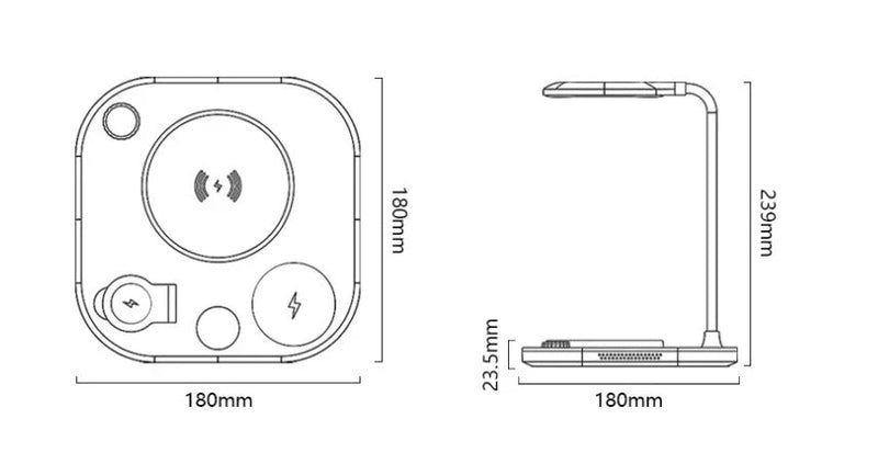 Versatile 15W Wireless Charging Station with Integrated Desk Lamp