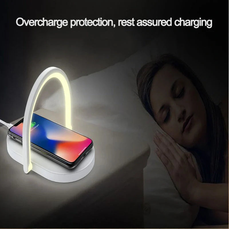 Foldable wireless charger with adjustable LED night light and 15W fast charging