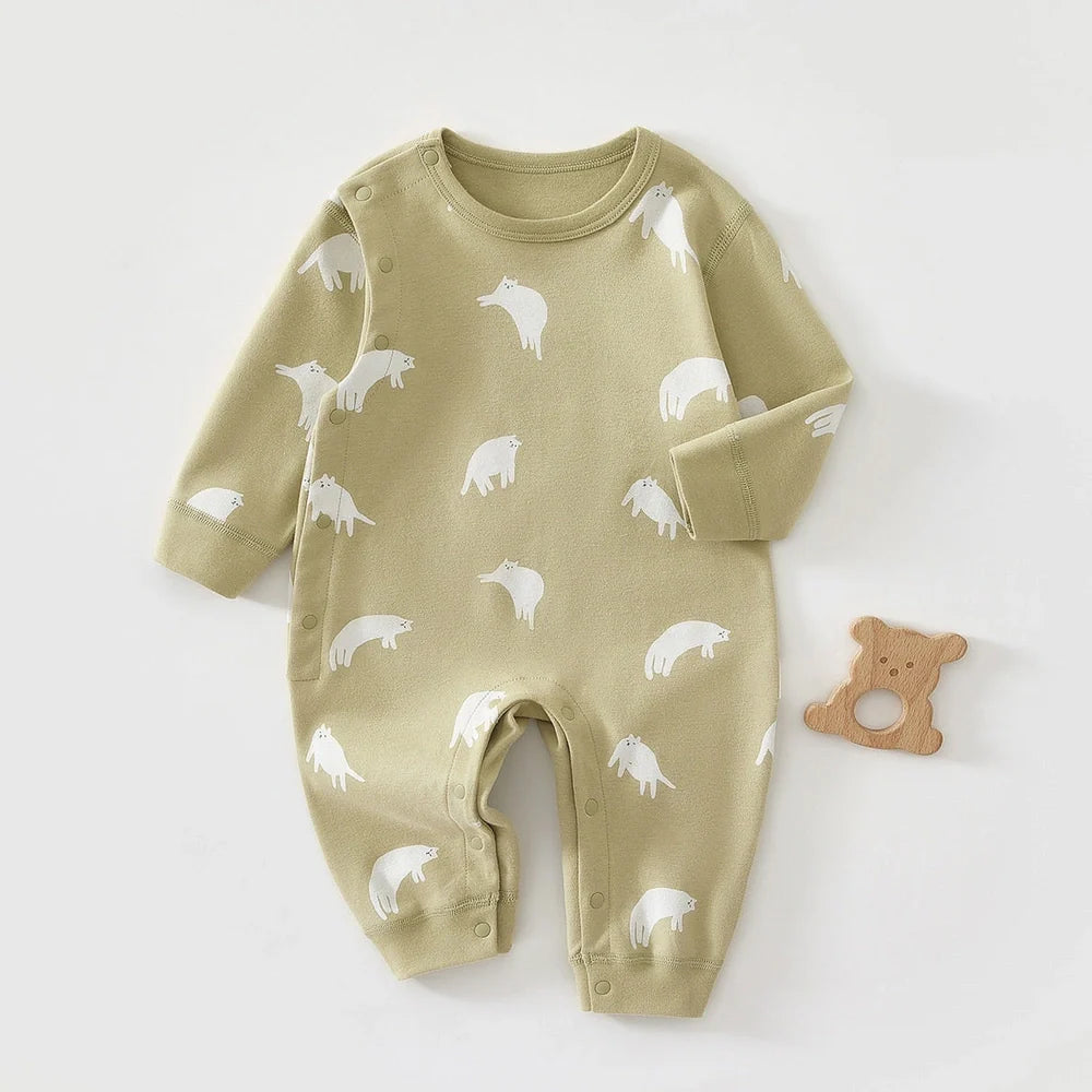 Pure cotton boneless baby jumpsuit with long sleeves in apricot colour for infant wear