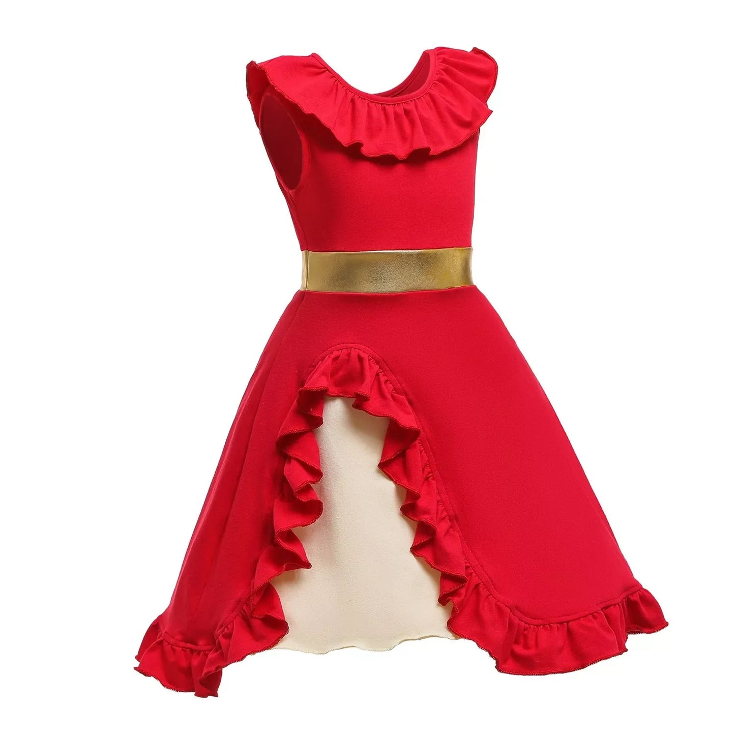 Halloween Kids' Skirt Girls' Princess Dress in vibrant red, perfect for trick-or-treating
