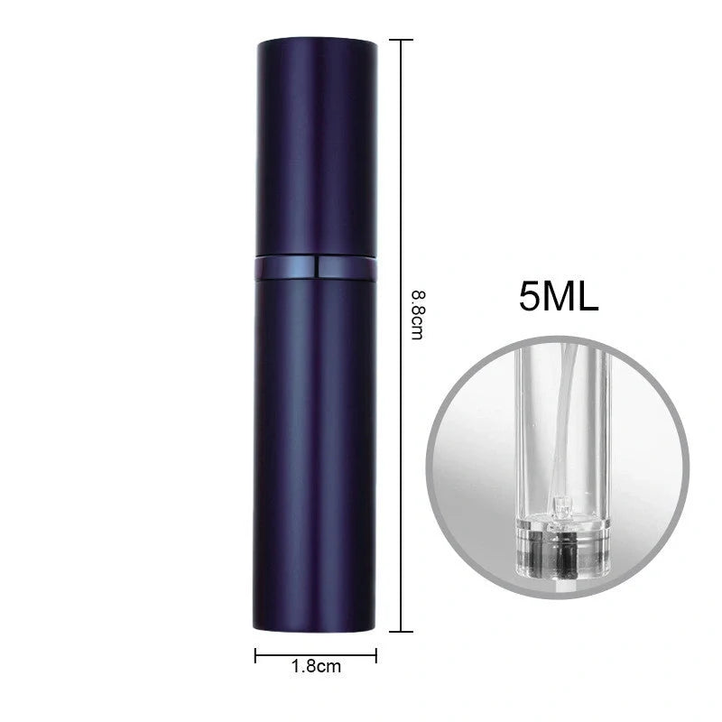 Portable perfume atomizer with compact, travel-friendly design and multiple color options