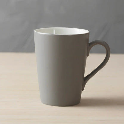 Creative office mug with handle in black, grey, khaki or light grey with enamel coating