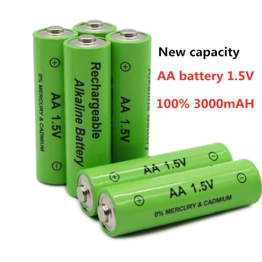 Alkaline rechargeable AA battery with 3000mAh capacity and 1.5V voltage for household devices