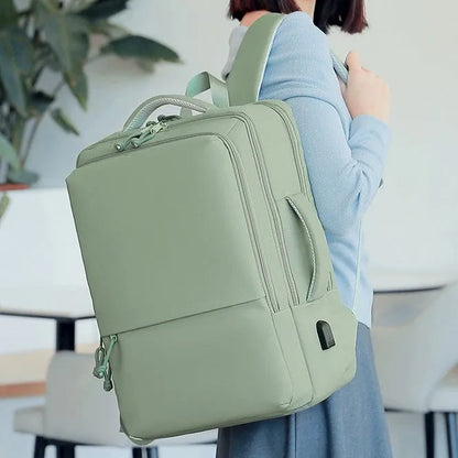 Waterproof Oxford cloth business backpack with air pillow belt system in black colour