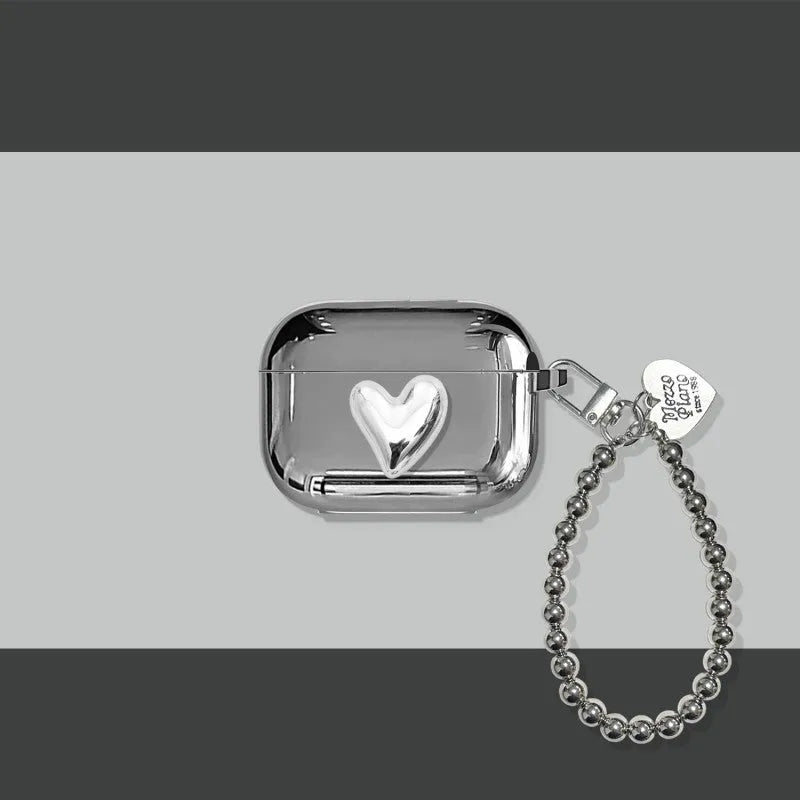 Electroplated solid colour heart pendant charm on a soft TPU iPhone case for 12, 3, Pro, Pro2 models