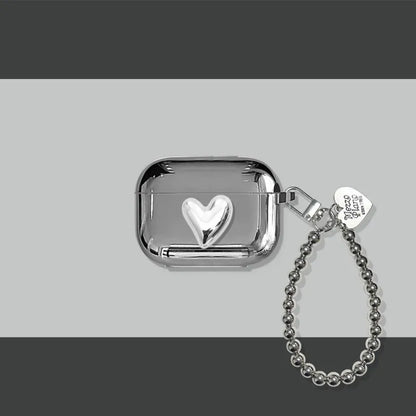 Electroplated solid colour heart pendant charm on a soft TPU iPhone case for 12, 3, Pro, Pro2 models
