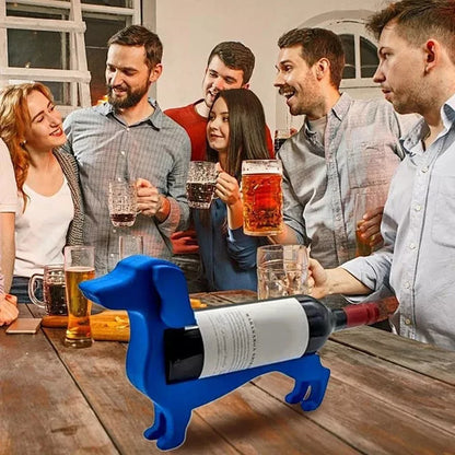 Dachshund-shaped wine bottle holder in various colors for creative home decor