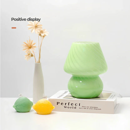 19cm tall glass table lamp with push-button switch and USB port in selected colour option