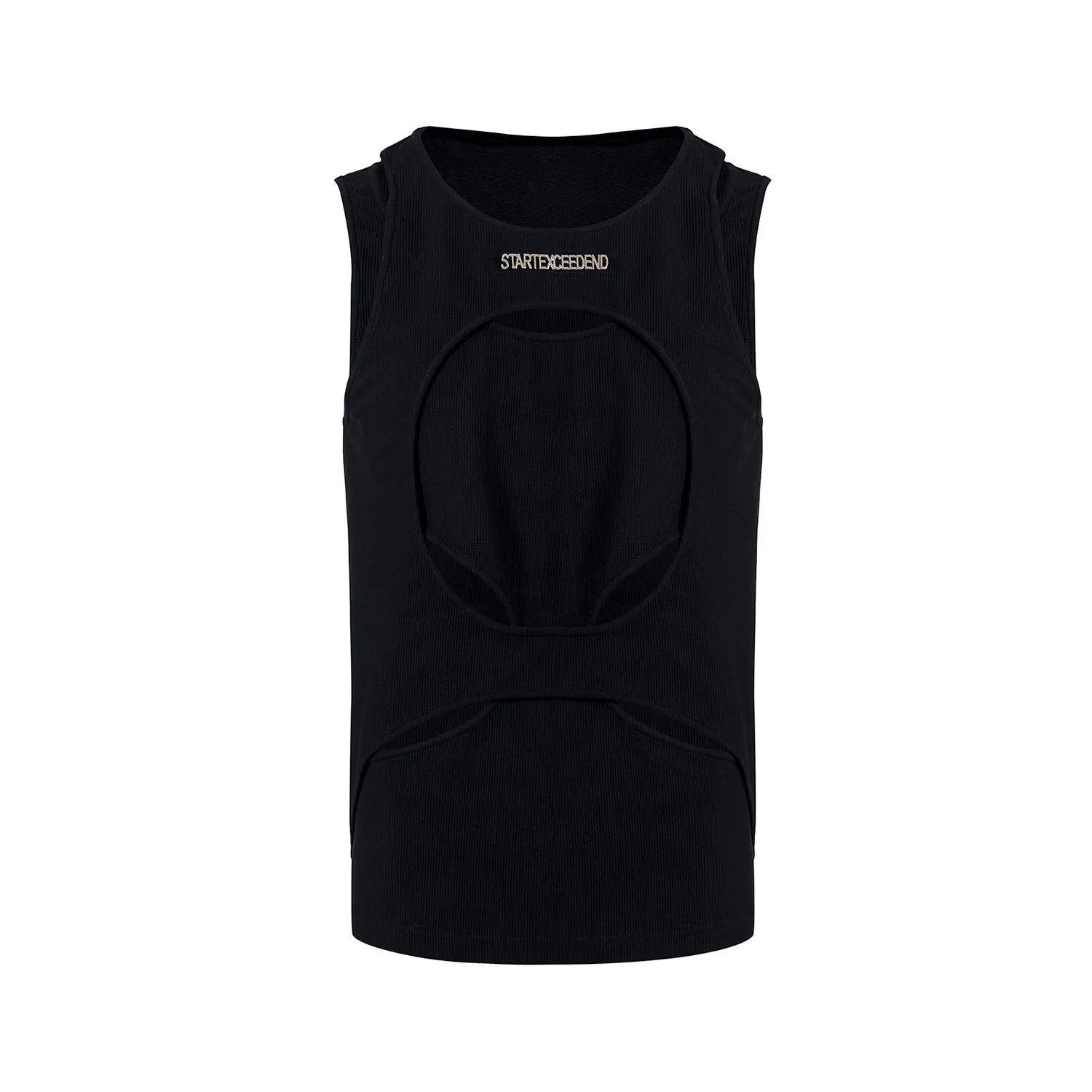 Men's black sleeveless waistcoat with round neck and loose fit design for summer wear