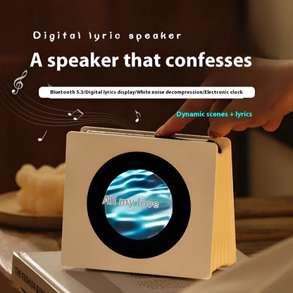 Floating lyrics Bluetooth speaker in white with lighting, 5W output, for desktop and home use