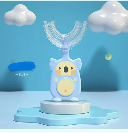 Zhuanzhuanxiong Children's U-shaped Silicone Toothbrush in vibrant koala designs