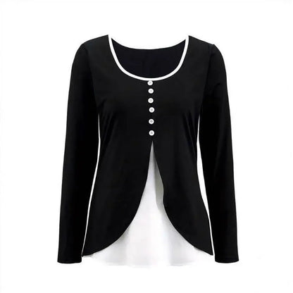 Women's two-piece long-sleeved T-shirt set in contrast colour, slim fit, available in black pink violet light gray