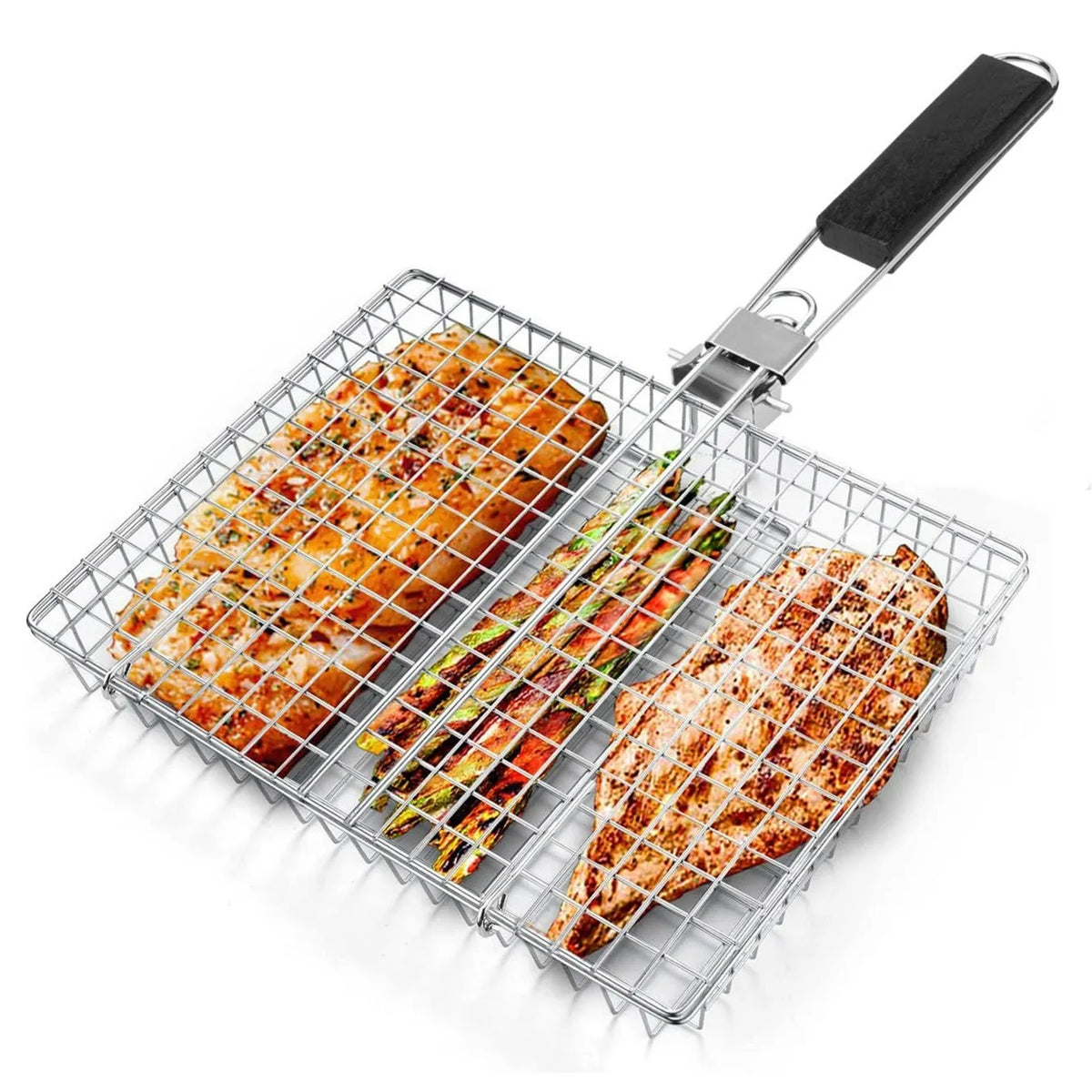 Folding handle BBQ clamp for roast chicken, square multifunctional barbecue clip for outdoor grilling